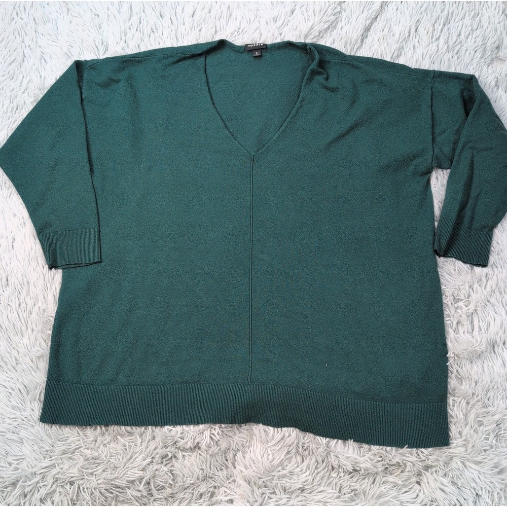 Torrid Sweatshirt Womens Plus 3 Green Comfort Casual Lightweight V Neck